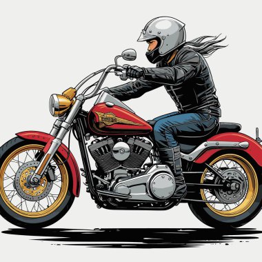 Cesur, şık bir motosiklet tasarımı içeren eşsiz ve havalı bir motosiklet vektör sanatı çizimi güçlü oranlarda ve keskin detaylarla