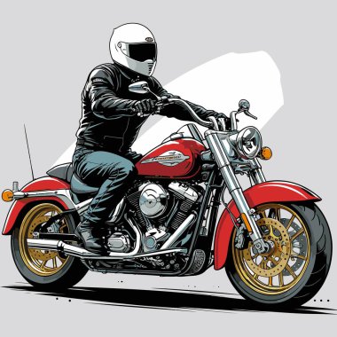 Cesur, şık bir motosiklet tasarımı içeren eşsiz ve havalı bir motosiklet vektör sanatı çizimi güçlü oranlarda ve keskin detaylarla