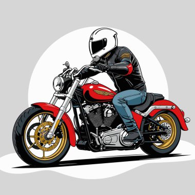 Cesur, şık bir motosiklet tasarımı içeren eşsiz ve havalı bir motosiklet vektör sanatı çizimi güçlü oranlarda ve keskin detaylarla