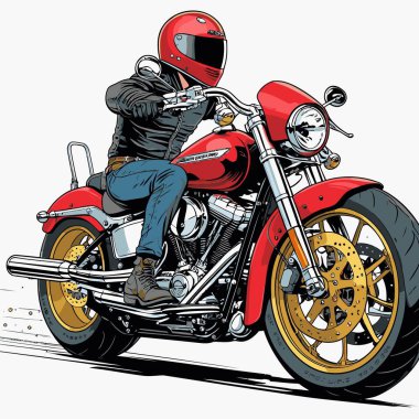 Cesur, şık bir motosiklet tasarımı içeren eşsiz ve havalı bir motosiklet vektör sanatı çizimi güçlü oranlarda ve keskin detaylarla