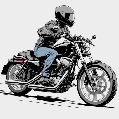 Cesur, şık bir motosiklet tasarımı içeren eşsiz ve havalı bir motosiklet vektör sanatı çizimi güçlü oranlarda ve keskin detaylarla