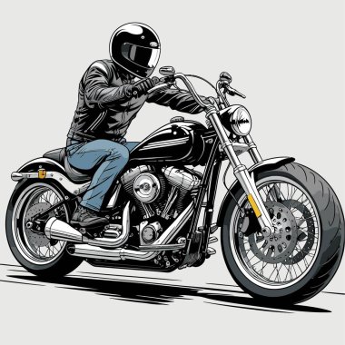 Cesur, şık bir motosiklet tasarımı içeren eşsiz ve havalı bir motosiklet vektör sanatı çizimi güçlü oranlarda ve keskin detaylarla