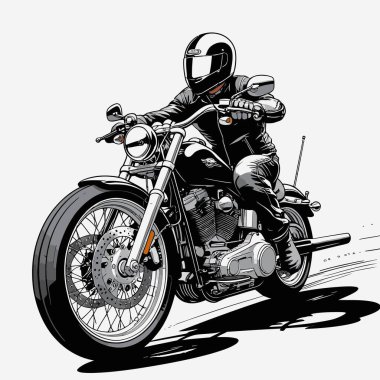 Cesur, şık bir motosiklet tasarımı içeren eşsiz ve havalı bir motosiklet vektör sanatı çizimi güçlü oranlarda ve keskin detaylarla