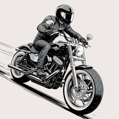 Cesur, şık bir motosiklet tasarımı içeren eşsiz ve havalı bir motosiklet vektör sanatı çizimi güçlü oranlarda ve keskin detaylarla