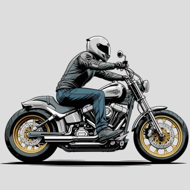 Cesur, şık bir motosiklet tasarımı içeren eşsiz ve havalı bir motosiklet vektör sanatı çizimi güçlü oranlarda ve keskin detaylarla