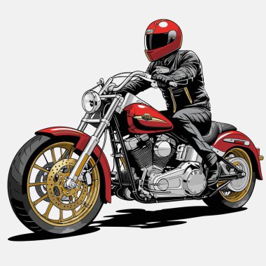 Cesur, şık bir motosiklet tasarımı içeren eşsiz ve havalı bir motosiklet vektör sanatı çizimi güçlü oranlarda ve keskin detaylarla