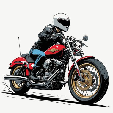 Cesur, şık bir motosiklet tasarımı içeren eşsiz ve havalı bir motosiklet vektör sanatı çizimi güçlü oranlarda ve keskin detaylarla