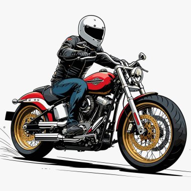 Cesur, şık bir motosiklet tasarımı içeren eşsiz ve havalı bir motosiklet vektör sanatı çizimi güçlü oranlarda ve keskin detaylarla