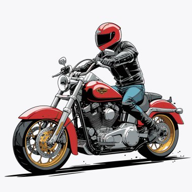 Cesur, şık bir motosiklet tasarımı içeren eşsiz ve havalı bir motosiklet vektör sanatı çizimi güçlü oranlarda ve keskin detaylarla