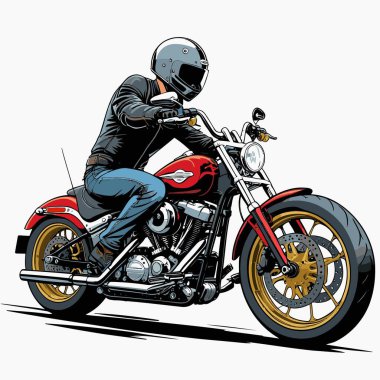 Cesur, şık bir motosiklet tasarımı içeren eşsiz ve havalı bir motosiklet vektör sanatı çizimi güçlü oranlarda ve keskin detaylarla