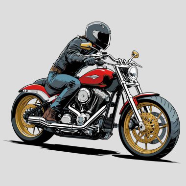 Cesur, şık bir motosiklet tasarımı içeren eşsiz ve havalı bir motosiklet vektör sanatı çizimi güçlü oranlarda ve keskin detaylarla