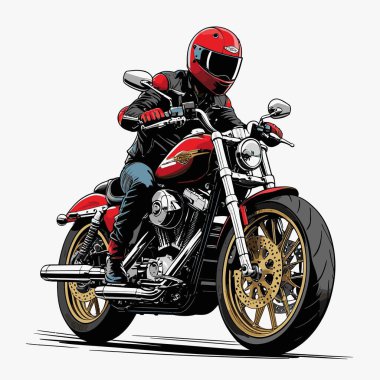 Cesur, şık bir motosiklet tasarımı içeren eşsiz ve havalı bir motosiklet vektör sanatı çizimi güçlü oranlarda ve keskin detaylarla