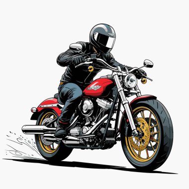 Cesur, şık bir motosiklet tasarımı içeren eşsiz ve havalı bir motosiklet vektör sanatı çizimi güçlü oranlarda ve keskin detaylarla