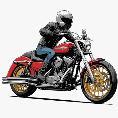 Cesur, şık bir motosiklet tasarımı içeren eşsiz ve havalı bir motosiklet vektör sanatı çizimi güçlü oranlarda ve keskin detaylarla