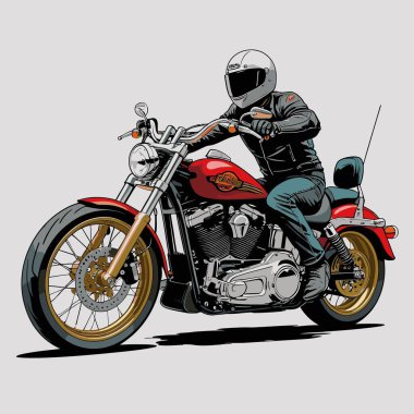 Cesur, şık bir motosiklet tasarımı içeren eşsiz ve havalı bir motosiklet vektör sanatı çizimi güçlü oranlarda ve keskin detaylarla