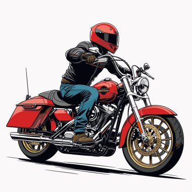 Cesur, şık bir motosiklet tasarımı içeren eşsiz ve havalı bir motosiklet vektör sanatı çizimi güçlü oranlarda ve keskin detaylarla