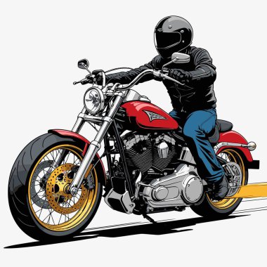 Cesur, şık bir motosiklet tasarımı içeren eşsiz ve havalı bir motosiklet vektör sanatı çizimi güçlü oranlarda ve keskin detaylarla