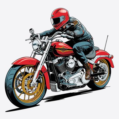 Cesur, şık bir motosiklet tasarımı içeren eşsiz ve havalı bir motosiklet vektör sanatı çizimi güçlü oranlarda ve keskin detaylarla