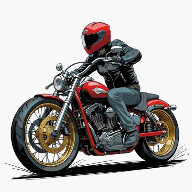 Cesur, şık bir motosiklet tasarımı içeren eşsiz ve havalı bir motosiklet vektör sanatı çizimi güçlü oranlarda ve keskin detaylarla