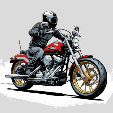 Cesur, şık bir motosiklet tasarımı içeren eşsiz ve havalı bir motosiklet vektör sanatı çizimi güçlü oranlarda ve keskin detaylarla