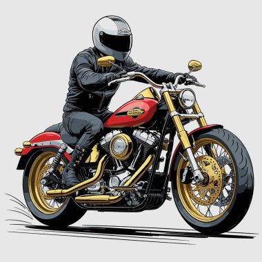 Cesur, şık bir motosiklet tasarımı içeren eşsiz ve havalı bir motosiklet vektör sanatı çizimi güçlü oranlarda ve keskin detaylarla