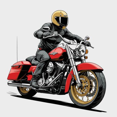 Cesur, şık bir motosiklet tasarımı içeren eşsiz ve havalı bir motosiklet vektör sanatı çizimi güçlü oranlarda ve keskin detaylarla