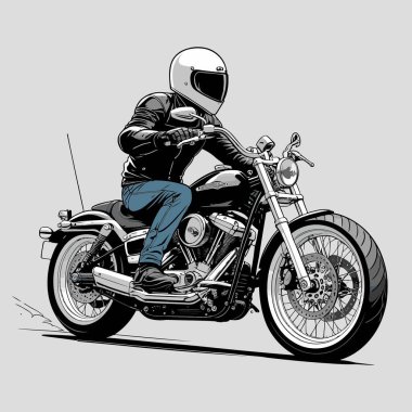 Cesur, şık bir motosiklet tasarımı içeren eşsiz ve havalı bir motosiklet vektör sanatı çizimi güçlü oranlarda ve keskin detaylarla