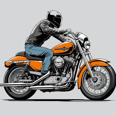 Cesur, şık bir motosiklet tasarımı içeren eşsiz ve havalı bir motosiklet vektör sanatı çizimi güçlü oranlarda ve keskin detaylarla