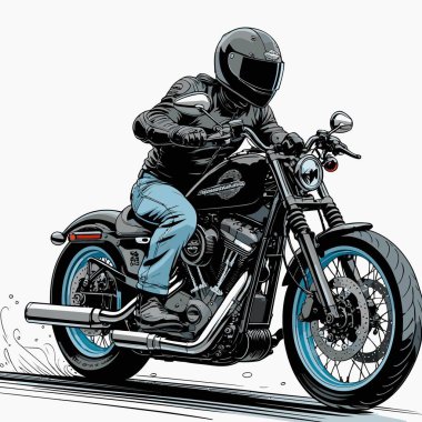 Cesur, şık bir motosiklet tasarımı içeren eşsiz ve havalı bir motosiklet vektör sanatı çizimi güçlü oranlarda ve keskin detaylarla