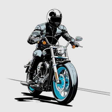 Cesur, şık bir motosiklet tasarımı içeren eşsiz ve havalı bir motosiklet vektör sanatı çizimi güçlü oranlarda ve keskin detaylarla