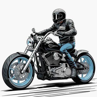 Cesur, şık bir motosiklet tasarımı içeren eşsiz ve havalı bir motosiklet vektör sanatı çizimi güçlü oranlarda ve keskin detaylarla