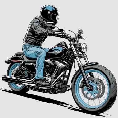 Cesur, şık bir motosiklet tasarımı içeren eşsiz ve havalı bir motosiklet vektör sanatı çizimi güçlü oranlarda ve keskin detaylarla