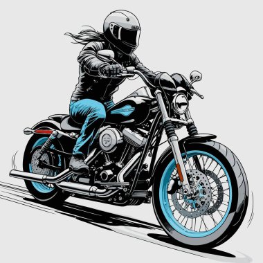 Cesur, şık bir motosiklet tasarımı içeren eşsiz ve havalı bir motosiklet vektör sanatı çizimi güçlü oranlarda ve keskin detaylarla