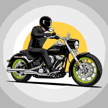 Cesur, şık bir motosiklet tasarımı içeren eşsiz ve havalı bir motosiklet vektör sanatı çizimi güçlü oranlarda ve keskin detaylarla