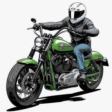 Cesur, şık bir motosiklet tasarımı içeren eşsiz ve havalı bir motosiklet vektör sanatı çizimi güçlü oranlarda ve keskin detaylarla