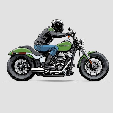 Cesur, şık bir motosiklet tasarımı içeren eşsiz ve havalı bir motosiklet vektör sanatı çizimi güçlü oranlarda ve keskin detaylarla