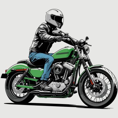 Cesur, şık bir motosiklet tasarımı içeren eşsiz ve havalı bir motosiklet vektör sanatı çizimi güçlü oranlarda ve keskin detaylarla