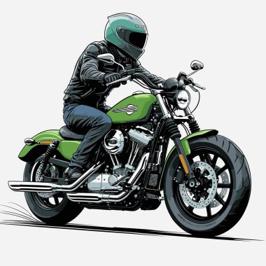 Cesur, şık bir motosiklet tasarımı içeren eşsiz ve havalı bir motosiklet vektör sanatı çizimi güçlü oranlarda ve keskin detaylarla