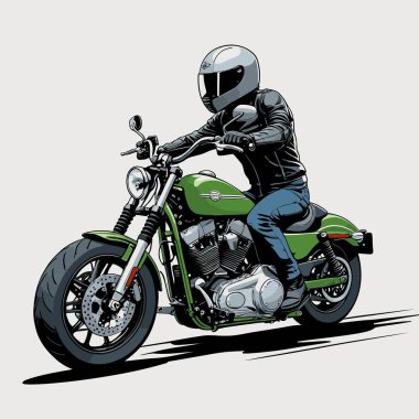 Cesur, şık bir motosiklet tasarımı içeren eşsiz ve havalı bir motosiklet vektör sanatı çizimi güçlü oranlarda ve keskin detaylarla