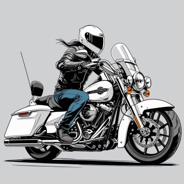 Cesur, şık bir motosiklet tasarımı içeren eşsiz ve havalı bir motosiklet vektör sanatı çizimi güçlü oranlarda ve keskin detaylarla