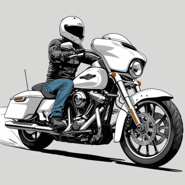 Cesur, şık bir motosiklet tasarımı içeren eşsiz ve havalı bir motosiklet vektör sanatı çizimi güçlü oranlarda ve keskin detaylarla
