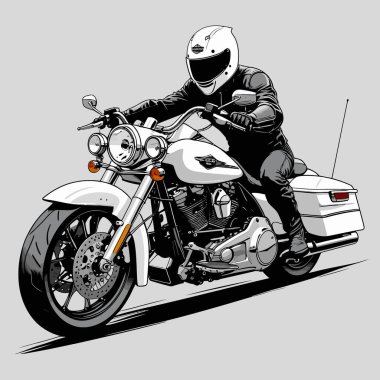 Cesur, şık bir motosiklet tasarımı içeren eşsiz ve havalı bir motosiklet vektör sanatı çizimi güçlü oranlarda ve keskin detaylarla