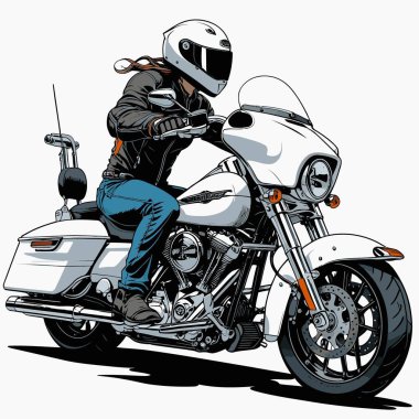 Cesur, şık bir motosiklet tasarımı içeren eşsiz ve havalı bir motosiklet vektör sanatı çizimi güçlü oranlarda ve keskin detaylarla