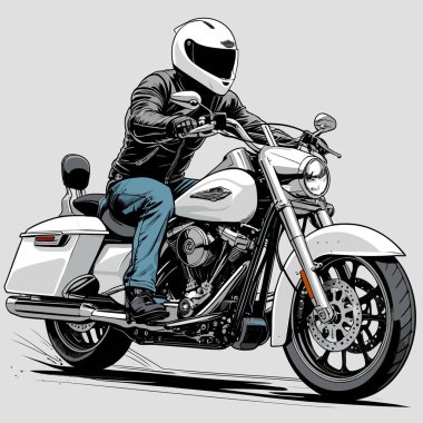 Cesur, şık bir motosiklet tasarımı içeren eşsiz ve havalı bir motosiklet vektör sanatı çizimi güçlü oranlarda ve keskin detaylarla