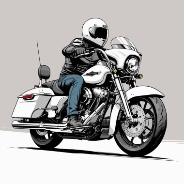 Cesur, şık bir motosiklet tasarımı içeren eşsiz ve havalı bir motosiklet vektör sanatı çizimi güçlü oranlarda ve keskin detaylarla