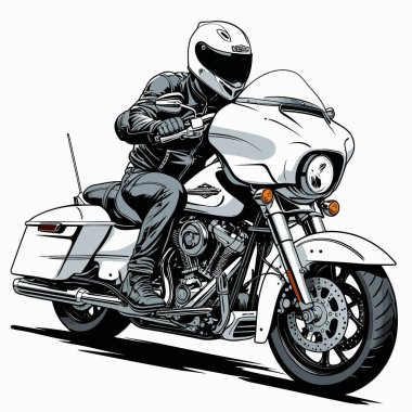 Cesur, şık bir motosiklet tasarımı içeren eşsiz ve havalı bir motosiklet vektör sanatı çizimi güçlü oranlarda ve keskin detaylarla