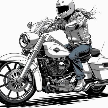 Cesur, şık bir motosiklet tasarımı içeren eşsiz ve havalı bir motosiklet vektör sanatı çizimi güçlü oranlarda ve keskin detaylarla