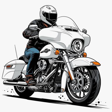 Cesur, şık bir motosiklet tasarımı içeren eşsiz ve havalı bir motosiklet vektör sanatı çizimi güçlü oranlarda ve keskin detaylarla