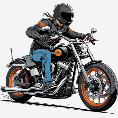 Cesur, şık bir motosiklet tasarımı içeren eşsiz ve havalı bir motosiklet vektör sanatı çizimi güçlü oranlarda ve keskin detaylarla