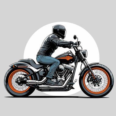 Cesur, şık bir motosiklet tasarımı içeren eşsiz ve havalı bir motosiklet vektör sanatı çizimi güçlü oranlarda ve keskin detaylarla